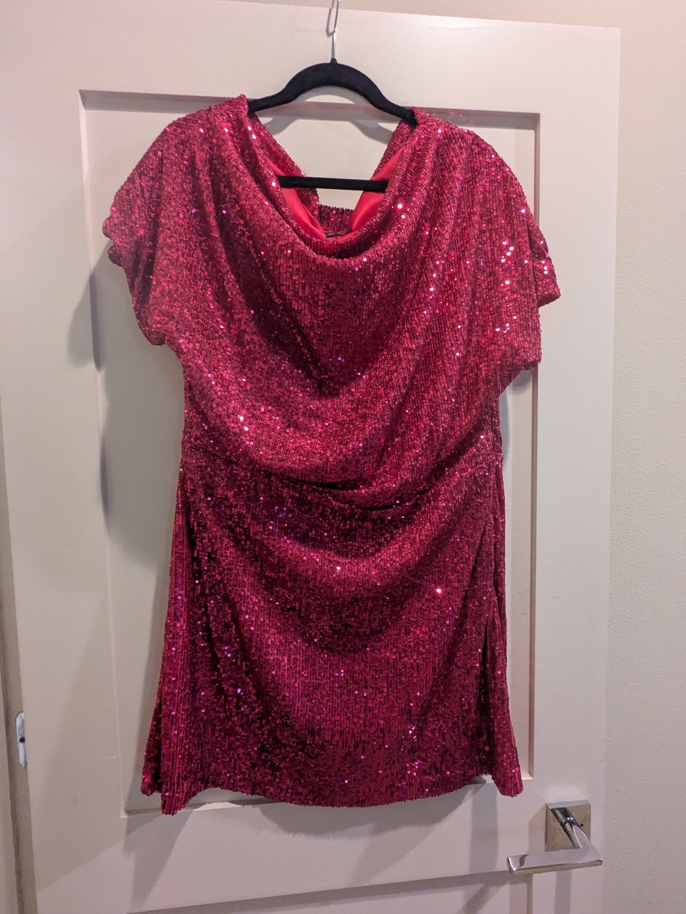 Alexia Admor Fuchsia Sequin Cowl Neck Dress XL
